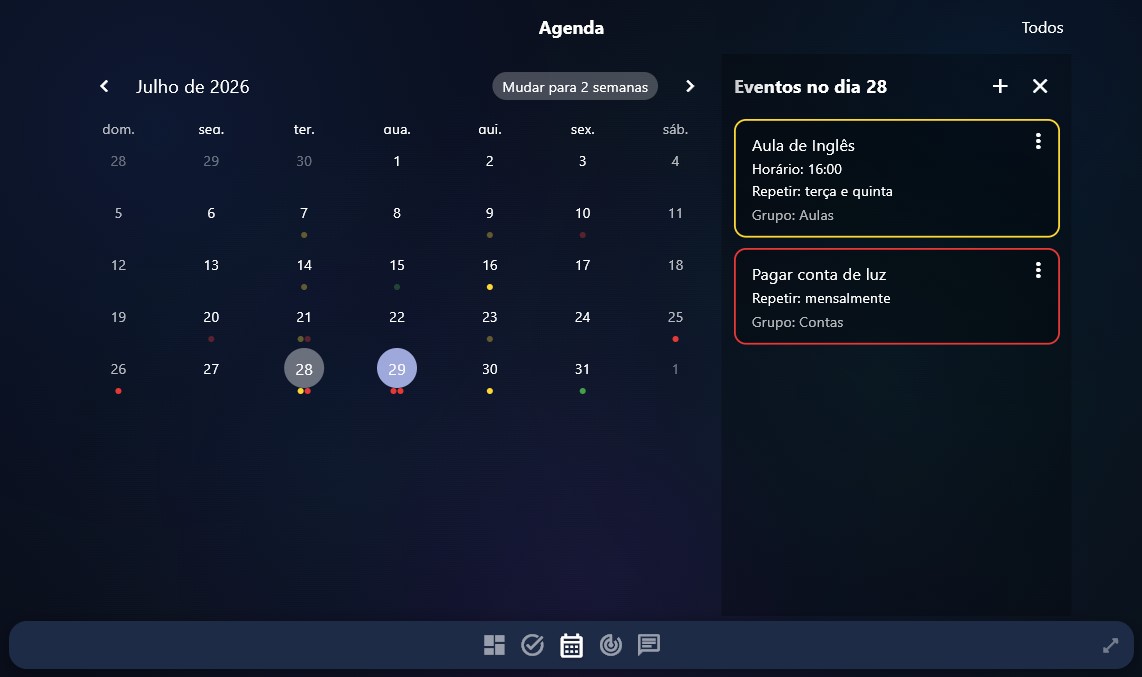 Tela de agenda do MyPanel