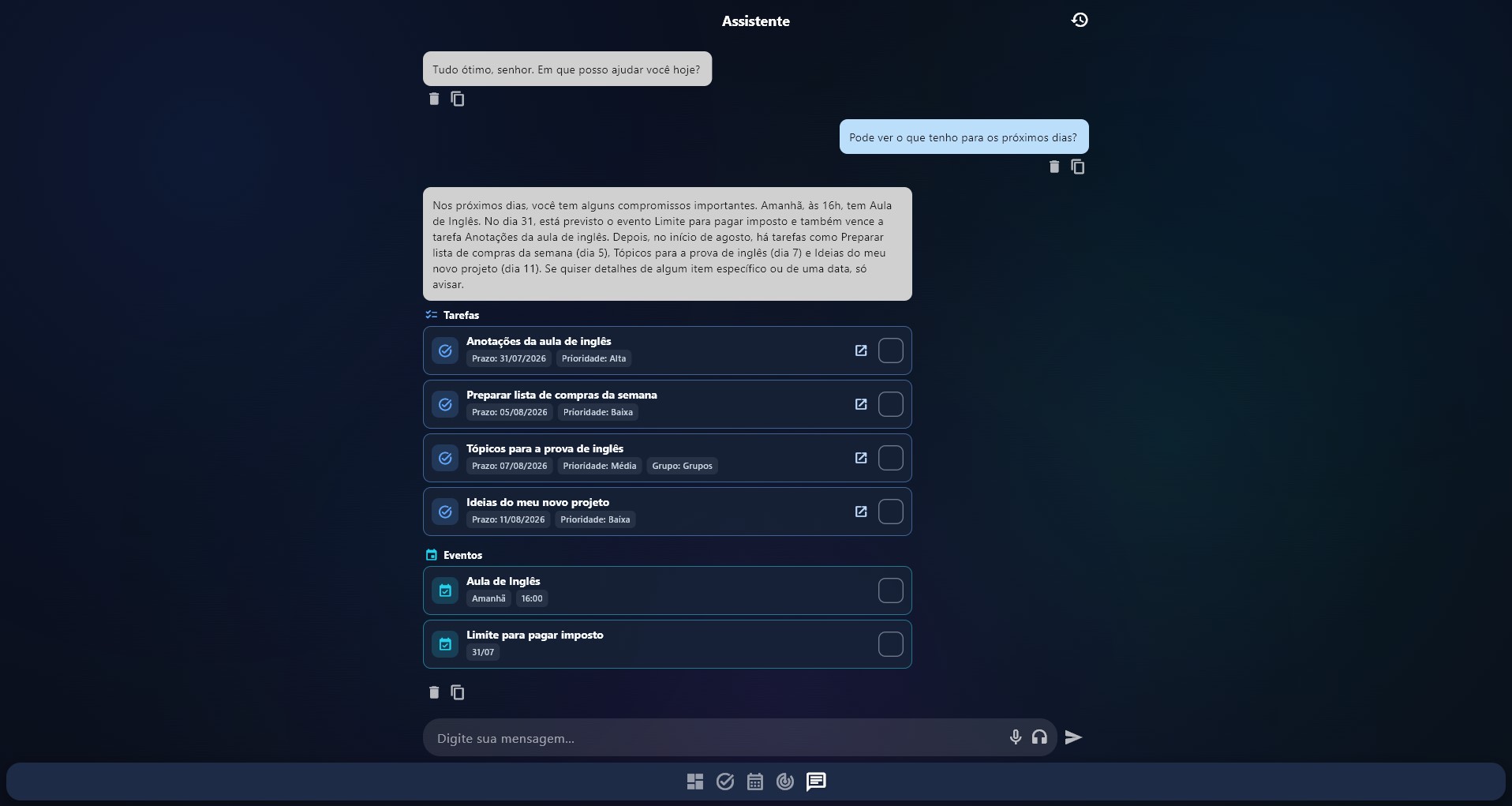 Tela do assistente do MyPanel